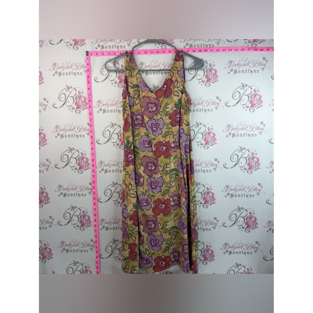 Sigrid Olsen dress flowers abstract Floral Slip Dress in Mustard, Purple & Red